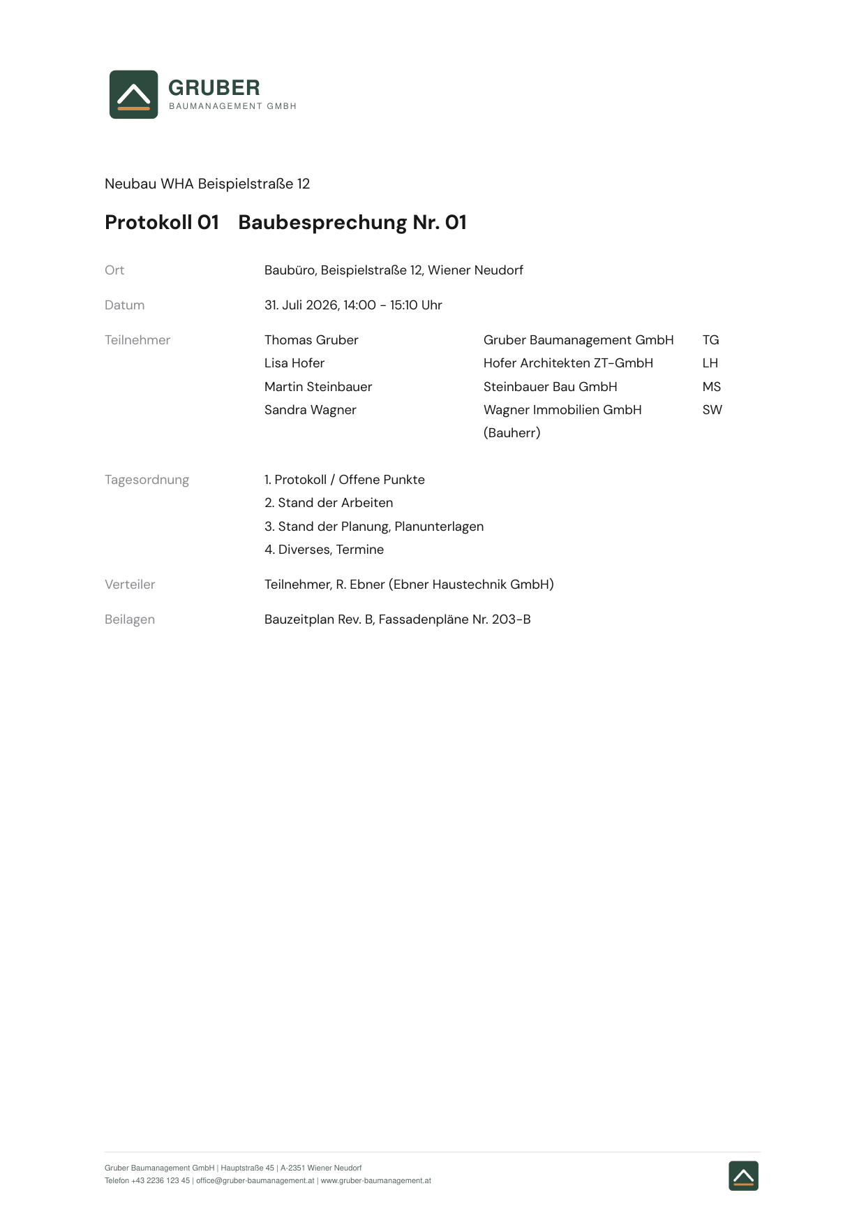Baubesprechung, Seite 1 von 3